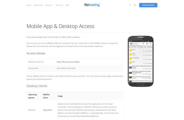 WebDav Connection Page